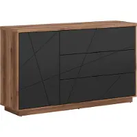 Petits-meubles Buffet Sven mit 3 Schubladen und 1 Tür, Schwarz und Holzoptik, 156cm