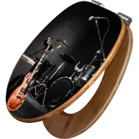 Banjado Design WC Sitz Bambus Absenkautomatik -Jam Session - Toilettendeckel mit Absenkautomatik Holz/hochwertiger Bambus Klodeckel/WC-Sitz für alle gängigen Toiletten [TDB2 11224]