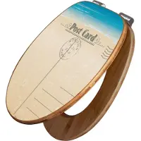 Banjado Design WC Sitz Bambus Absenkautomatik -Postkarte - Toilettendeckel mit Absenkautomatik Holz/hochwertiger Bambus Klodeckel/WC-Sitz für alle gängigen Toiletten [TDB2 10316]