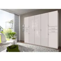 Freiraum Drehtürenschrank >Danzig< in WEISS + GLAS WEISS - 225x208x58cm (BxHxT)