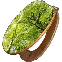 Banjado Design WC Sitz Bambus Absenkautomatik -Zwischen Bäumen - Toilettendeckel mit Absenkautomatik Holz/hochwertiger Bambus Klodeckel/WC-Sitz für alle gängigen Toiletten [TDB2 12873]