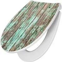Banjado Premium Toilettendeckel Mit Absenkautomatik WC-Sitz Soft Close Hygienischer Klodeckel Duroplast Mit Motiv Verwittertes Holz