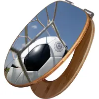 Banjado Design WC Sitz Bambus Absenkautomatik -Fußball - Toilettendeckel mit Absenkautomatik Holz/hochwertiger Bambus Klodeckel/WC-Sitz für alle gängigen Toiletten [TDB2 10097]