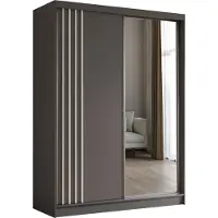 ALTDECOR Kleiderschrank mit Spiegel und Schiebetüren, kugelgelagerte Führungsschienen und Aluminium-Leisten - NALLA - 160 cm (Grau + Grau + Weiß)