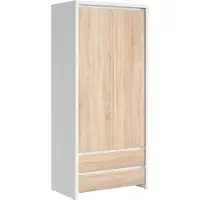 Petits-meubles Schrank Soren mit 2 Schubladen und 2 Türen, Holzoptik und Weiß, 200cm