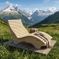 TUGA-Holztech Holzliege Wellenliege Waldsofa Relaxliege Gartenliege "Ruhe-Vroni" (Lärche) Breite 100cm Himmelsliege