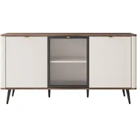 Lookway Kommode auf Füßen AUTUMN 2D1W mit Glasfront, Kaschmir / Nussbaum