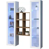 Freiraum Wohnwand >Benevent< (3-teilig) in Weiß Hochglanz - 140x180x30 (BxHxT)