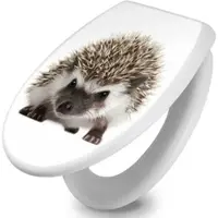 Banjado Toilettendeckel Mit Absenkautomatik WC-Sitz Soft Close Weiß Hygienischer Duroplast Leichte Montage Mit Motiv Igel