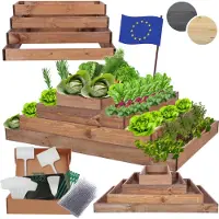 MODO24 Hochbeet Holz, Pflanzkasten, Massivholz, Kiefer, Kräuterbeet, Blumenkasten, Garten, Terrasse, 36x117x60 cm, Braun, ZP09