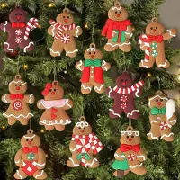 Zimtky 12pcs Christmas Ornaments Lebkuchenmann Weihnachtsschmuck Braun Niedlich Lebkuchen WeihnachtsNachbildungationen für Haus Weihnachtsbaum Hängende Party Nachbildung