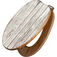 Banjado Design WC Sitz Bambus Absenkautomatik -Weißes Holz - Toilettendeckel mit Absenkautomatik Holz/hochwertiger Bambus Klodeckel/WC-Sitz für alle gängigen Toiletten [TDB2 12164]