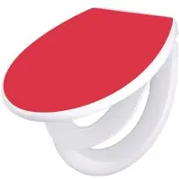 Banjado Familien WC Sitz Mit Absenkautomatik Universeller Klodeckel Mit Kindersitz Hochwertiges Polypropylen Mit Motiv Feuerrot