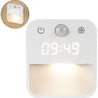 Slyrun Touch Nachtlampe mit Zeit, Weiß/Warmlicht, Dimmbar, Dämmerungssensor für Treppe, Sensorlicht für Kinderzimmer, Bad & Flur