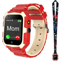 Topchances 4G Kinder Smart Watch für Jungen Mädchen, Wasserdichtes Smartwatch-Telefon mit GPS WiFi-Videoanruf SOS-Kamera-Armbanduhr für Kinder 3-14 Geburtstag Weihnachten Geschenke,Rot