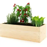 Lermowood Lermowoood Hochbeet aus Holz 60x40x30 cm Natur – Pflanzkasten für Gemüse & Kräuter – mit Agrovließ – steckbar & stapelbar- Aussenbereich ideal für Garten, Balkon & Terrasse