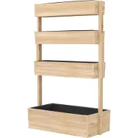 Dopwii Hochbeet Holz, 4 Ebene Pflanzbeet mit Entwässerungslöcher Frühbeet Gartenbeet 88,5 x 45 x 140 cm Naturholz