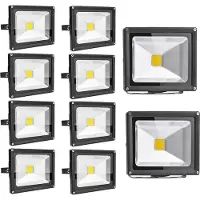Greenmigo 10pcs 20W LED Fluter Strahler,IP65 Wasserdicht Schwarz Kaltweiß 120° LED Außenstrahler Fluter Flutlicht AC 85-265V Tageslichtweiß