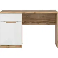 Petits-meubles Schreibtisch June mit 1 Schublade und 1 Tür, Weiß und Holzoptik, 60cm