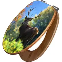 Banjado Design WC Sitz Bambus Absenkautomatik - Hirsch - Toilettendeckel mit Absenkautomatik Holz/hochwertiger Bambus Klodeckel/WC-Sitz für alle gängigen Toiletten [TDB2 10321]