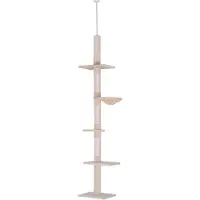 Xdovet Kratzbaum Deckenhoch höhenverstellbar, stabiler Katzenbaum mit Sisalsäulen, Katzen Kletterbaum, Beige, 40 x 34 x 230-260 cm
