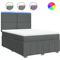Syfax Boxspringbett mit Matratze Dunkelgrau 140x190 cm Stoff