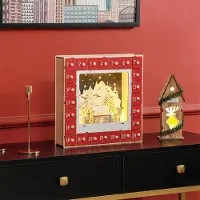 Xkiss Weihnachtskalender mit LED-Lichtern und 24 Schubladen Adventskalender Weihnachtsdekoration 34 x 7 x 34 cm Rot