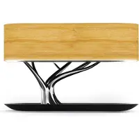 Slyrun Nachttischlampe aus Holzfurnier, stufenlos dimmbar, Schlafmodus, kabelloser Ladefunktion, ideal für Schlafzimmer & Büro
