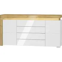 Petits-meubles Buffet Teo mit 4 Schubladen und 2 Türen, Weiß und Holzoptik, 158cm