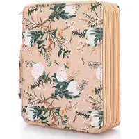 Zimtky Federmäppchen 120 Bleistift Organizier Buntstift-Organizer mit großem Fassungsvermögen und Halter für Schule Büro Reise Geschenk Fuer Familie und Freunden(Blumenmuster Hellbraun)