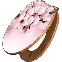 Banjado Design WC Sitz Bambus Absenkautomatik -Japanische Kirsche - Toilettendeckel mit Absenkautomatik Holz/hochwertiger Bambus Klodeckel/WC-Sitz für alle gängigen Toiletten [TDB2 12309]