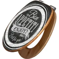 Banjado Design WC Sitz Bambus Absenkautomatik -Bon Appetit - Toilettendeckel mit Absenkautomatik Holz/hochwertiger Bambus Klodeckel/WC-Sitz für alle gängigen Toiletten [TDB2 12530]