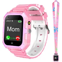 Topchances 4G Kinder Smart Watch für Jungen Mädchen, Wasserdichtes Smartwatch-Telefon mit GPS WiFi-Videoanruf SOS-Kamera-Armbanduhr für Kinder 3-14 Geburtstag Weihnachten Geschenke,Rosa