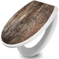 Banjado Toilettendeckel Mit Absenkautomatik WC-Sitz Soft Close Weiß Hygienischer Duroplast Leichte Montage Mit Motiv Altes Holz