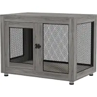 Welikera Hundebox, Welpenbox, mit Ablagefläche, wasserabweisendes Kissen, Stahlgitter, verstellbare Füße, 94x60x71,5 cm