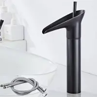 Meoiruery Antikmessing-Waschtischarmatur, Wasserfall-Einhebelmischer, hohe Waschtischarmatur im Retro-Gold-Stil, Einhebelmischer für Badezimmer
