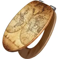 Banjado Design WC Sitz Bambus Absenkautomatik -Sieben Weltmeere - Toilettendeckel mit Absenkautomatik Holz/hochwertiger Bambus Klodeckel/WC-Sitz für alle gängigen Toiletten [TDB2 12411]