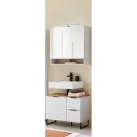 Preisbrecher Badezimmer-Set >Denver< (2-tlg.) in weiß / Evoke Eiche Nachbildung - 80x195x35 (BxHxT)