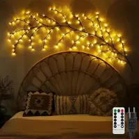 Traumheim 144 LEDs Lichterkette Willow Vine mit Stecker, Weidenrebe Baum Lichterketten für zimmer, LED Baum Wanddeko Wohnzimmer,Lichterzweige Schlafzimmer Deko