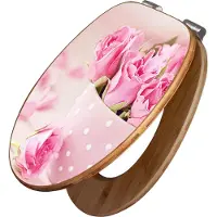 Banjado Design WC Sitz Bambus Absenkautomatik -Tasse Voll Rosen - Toilettendeckel mit Absenkautomatik Holz/hochwertiger Bambus Klodeckel/WC-Sitz für alle gängigen Toiletten [TDB2 12338]