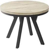 WFL GROUP Designer Runder Ausziehbarer Esstisch - Loft-Stil, Industriell, Platzsparend - Schwarze Beine - 100 bis 200 cm - für 5-10 Personen - Hergestellt in EU - Sonoma Eiche - 200 cm