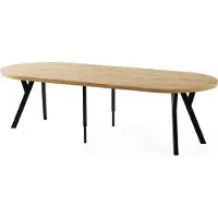 WFL GROUP Esstisch Rund Groß XXL Ausziehbar im Loft-Stil – 100 bis 250 cm – Extra Lang Ausziehtisch mit Schwarzen Holzbeinen, Industrieller Tisch für 5-14 Personen – Esszimmertisch – Eiche Hell Braun