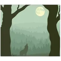 Banjado Herdabdeckplatte Glas 1 Teilig 60x52CM Schneidebrett Herdabdeckung Mit Motiv Heulender Wolf
