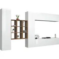 Freiraum Wohnwand >Benevent< (5-teilig) in Weiß Hochglanz - 350x180x30 (BxHxT)