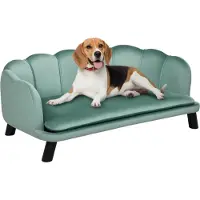 MEIYOU Haustiersofa für mittelgroße und große Hunde – Bis 25 kg, robustes Holzgestell, gepolstert, Farbe: Grün.