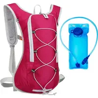 Topchances Trinkrucksack mit Trinkblase 2L Laufrucksack für Herren Damen, 10L Fahrrad Rucksack mit Trinksystem für Wandern Klettern, Fahrradfahren, Laufsport, Camping Sportrucksack, Rosa Rot