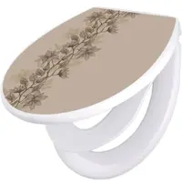 Banjado Familien WC Sitz Mit Absenkautomatik Universeller Klodeckel Mit Kindersitz Hochwertiges Polypropylen Mit Motiv Baumwollblüte Monochrom