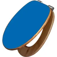 Banjado Design WC Sitz Bambus Absenkautomatik -Signalblau - Toilettendeckel mit Absenkautomatik Holz/hochwertiger Bambus Klodeckel/WC-Sitz für alle gängigen Toiletten [TDB2-0020]