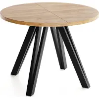 WFL GROUP Runder Esstisch Ausziehbar 100–140 cm mit Schwarzen Holzbeinen aus Buchenholz – Moderner Ausziehtisch für Esszimmer, Küche und Wohnzimmer – Tisch für 4–8 Personen – Eiche Braun