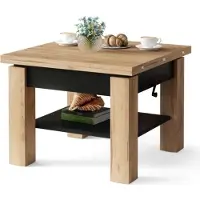 ALL4ALL Multifunktionaler Couchtisch Claris - Gold Craft Eiche + Schwarz , Wohnzimmertisch Kaffeetisch , 130x75 cm , Höhenverstellbar 05